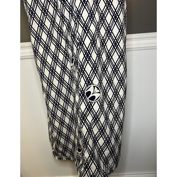 Vintage Japanese Yukata Kimono Robe Mens Large Black White Geometric Pattern 90s - Picture 8 of 8